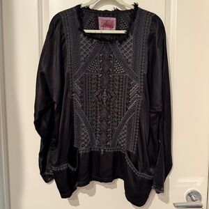 Silky Embroidered Johnny Was Blouse